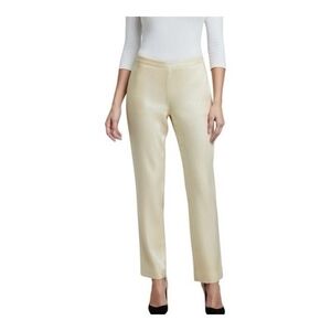 Vintage LAFAYETTE 148 Ivory Beige High Waist Silk Satin Trousers Size 10 VG